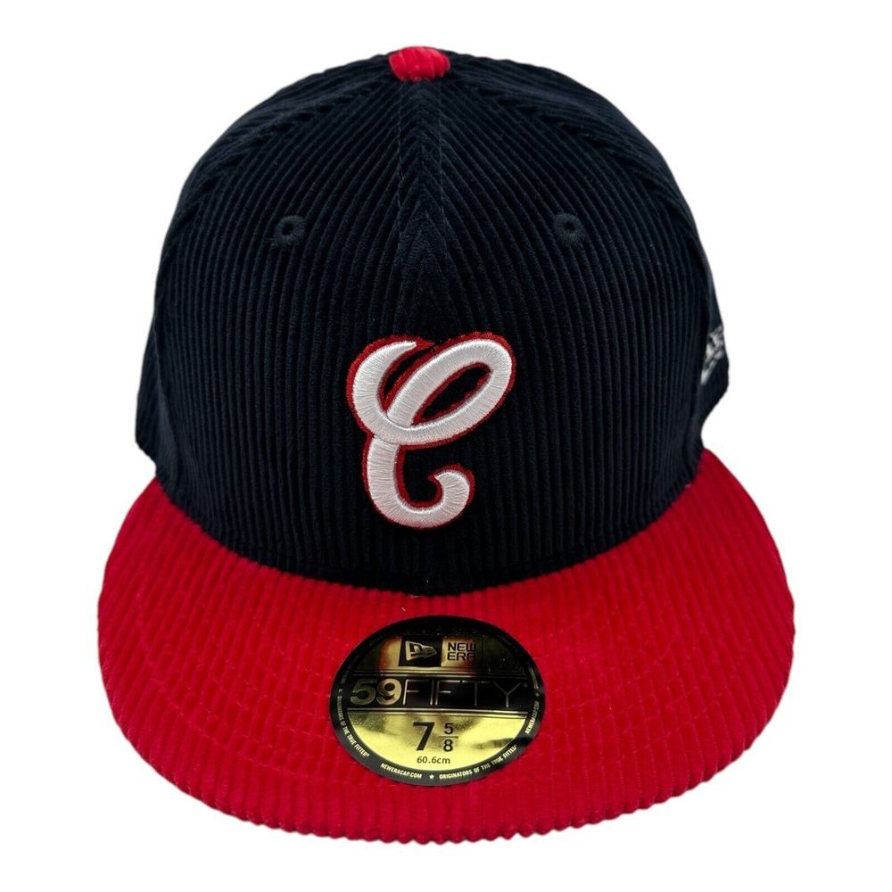 New Era 59Fifty Chicago White Sox Hat Cap 7 5/8 Navy Scarlet Corduroy Retro 1990
